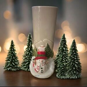 Vintage Gibson Greeting Cards, Inc. Snowman Vase. Original Stickers. *READ